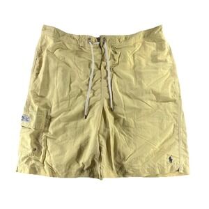 Polo Ralph Lauren Swim Shorts Mens XL Yellow Drawstring Cargo Pocket Trunks